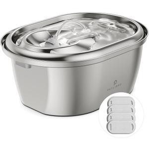 PETLIBRO Stainless Steel Cat Water Fountain, 101oz/3L Pet Water Fountain for Cats Inside, Food-Grade Dog Water Fountain, Automatic Cat Water Dispenser (Metal)