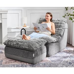 Hobestluk Sofa Couch Foam Sofa for Small Spaces Comfy Sofas with footrest Couch Recliner Small Sofas for Living Room, Bedroom, Apartment (Grey)