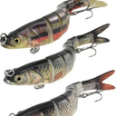 Pack of 2 UOZAZE Floating Swimbait Catfish Swimbait, Glide Bait for bass, Herring Lifelike Jointed swimbait for Bass Muskellunge Salmon Trout Walleye, Fast Sinking Bass Fishing Lure