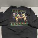 Cute Cow Santa Christmas Lights Ugly Xmas Sweater Light Up Sweatshirt (S, Black)