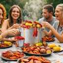 Gemscream 13 Pcs Crawfish Boil Party Supplies Fake Crawfish Party Decorations Lobster Cake Toppers Plastic Crayfish Potato Corn Metal Pail for Lobster Theme Birthday Festival Potluck