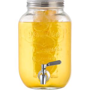 1 Gallon Beverage Dispenser, Glass Drink Dispensers for Parties, Fruit Infuser and Stainless Steel Spigot 100% Leakproof, Beverage Dispenser for Lemonade Sun Tea