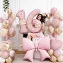 Pink Sweet 16 Number Balloon, 16th Birthday Decorations for Girls Dusty Blush Pink Gold White Sand Latex Balloons Bow Heart Foil Balloon for Boho Sixteen 16 Year Old Birthday Anniversary Party Decor