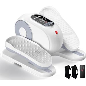 Under Desk Elliptical Machine, Leg Exerciser as Seen on TV While Sitting for Senior with Remote Control, Portable & Quiet Pedal Exerciser with 12 Adjustable Speed (White)