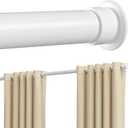 Tension Curtain Rod 43-120 Inches, Heavy Duty Tension Rod for Windows, No Drilling Adjustable Curtain Rod for Patio, Renter Friendly Pressure Curtain Rods for Room Divider, Outdoor, White
