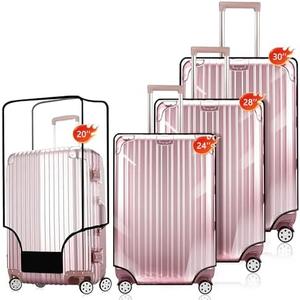 4 Pieces Thicken Clear Luggage Cover Protector,20" 24" 28"30"for Tsa Approved Suitcase Cover Set for Suitcase Waterproof Dustproof Anti-scratch Travel Suitcase Covers Case for Wheeled Luggage - Missing Piece