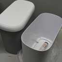 funest Bathroom Trash Can, 3.3 Gallon Slim Trash Can with Lid, Adsorption Garbage Can with Press-Top Lid, Small White Narrow Plastic Trash Bin for Bathroom, Office, Bedroom, Living Room