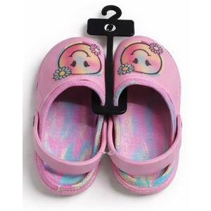Smiley Face Size 13 Pink Children's Clogs Slip-on Slides Non-Slip Beach