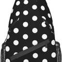 Custom Printed Sling Bag for Women Men Crossbody Shoulder Backpack Chest Bags Gym Travel Hiking Casual Daypack (One Size, Black and White Polka Dots)