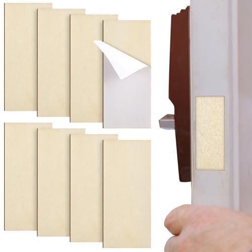 Weysat 8 Pcs 1" x 2-1/4" Door Edge Hole Filler Plates with Double Sided Tapes, Deadbolt Cover Blank Strike Plates for Exterior Doors Lock