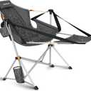 KingCamp Hammock Chair with Footrest Heavy Duty Swinging Rocking Camping Chairs for Adults up to 400lbs, Folding Portable Oversized Rocker with Cup Holder & Pillow for Outdoor Beach Lawn RV Sports