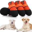 DOGOYS Dog Shoes, Outdoor Dog Boots Non-Slip Waterproof Dog Booties for Medium to Large Dogs 4Pcs for Winter Snowy Day, Summer Hot Pavement with Rugged Sole Orange 3