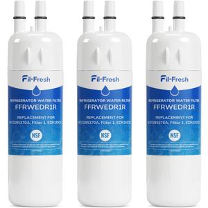 Fil-Fresh EDR1RXD1 Refrigerator Water Filter Replacement for EveryDrop Filter 1, Whirlpool W10295370A, WHR1RXD1, KAD1RXD1, P4RFWB, P8RFWB2L, Kenmore 46-9081, 46-9930, Fridge Water Filter, 3 Packs