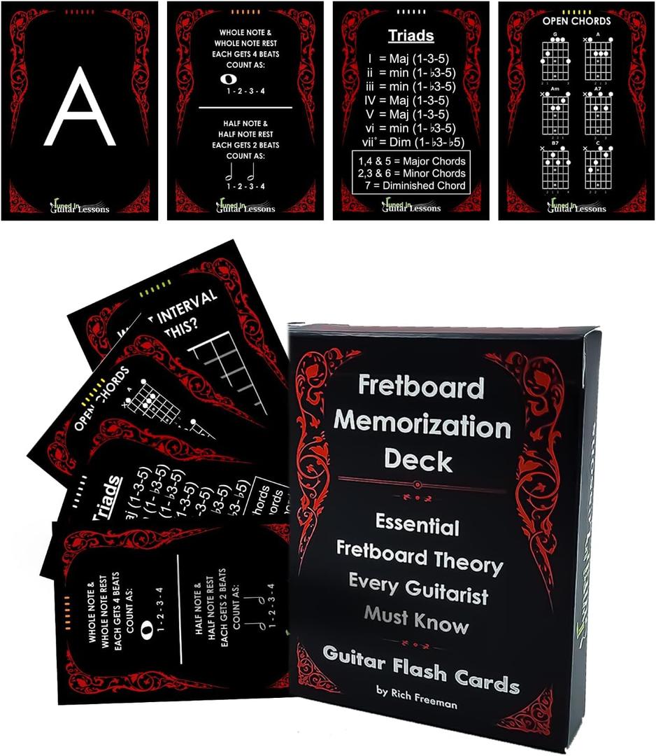 Fretboard Memorization Deck | 54 Flash Cards | Great Learning Gift for Guitar Players & Teachers, Music Theory, Alternative to Stickers & Posters