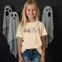 SOFEON Halloween Shirts for Kids Girls Boys Ghost Reading Books Shirt Spooky Season T-Shirt Cute Ghost Graphic Tees Tops (7-8 Years)