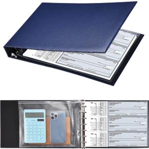 Pacific Mailer 7 Ring Check Binder, 3-On-A-Page Business Checkbook Holder, 500 Checks Capacity, with 2024-2030 Calendar Organizer, Sleek Business Design (Dark Blue)