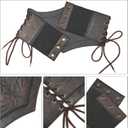 L'VOW Brown Leather Corset Belt Women Renaissance Belt Medieval Viking Belt Wide Cinch Belt (Brown, L)