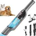 Zefiro Compact Powerful Cordless Handheld Vacuum, Rechargeable Portable Car Vacuum for Car & Pet Hair, Brushless Motor 25000PA High Suction, XL Dust Cup, 2 Brushes & Filters, Long Runtime with Charger (Slate)