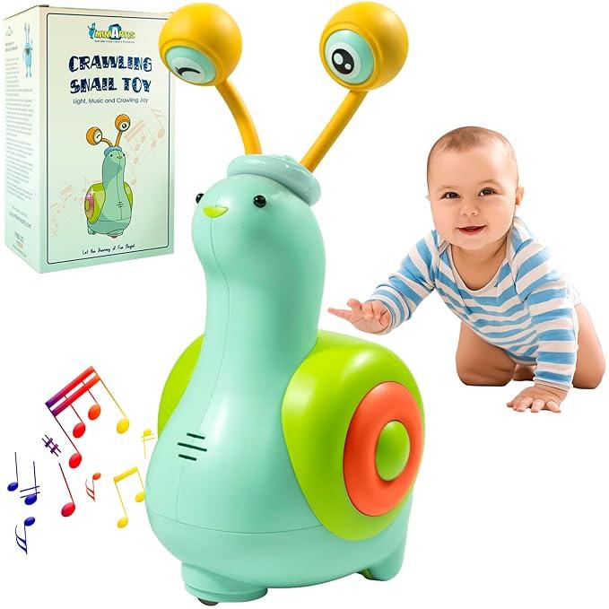 MINIARTIS Baby Crawling Toys | Musical Snail Baby Toy, Infant Tummy Time | Crawling Toys for Babies 6-12 Months | Learning Crawl and Walking | Toddler Birthday Gift for 6-36 Month Boy Girl