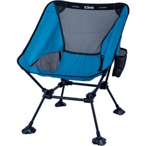 iClimb Ultralight Compact Camping Folding Beach Chair with Anti-Sinking Large Feet and Back Support Webbing (Blue - Square Frame)
