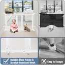 No Bottom Bar Baby Gate for Stairs, 34-55 Adjustable Baby Gate with Large Walk Thru Door, Mesh Dog Gate Indoor/Outdoor, Dual Openings Child Safety Gate for Doorways, White