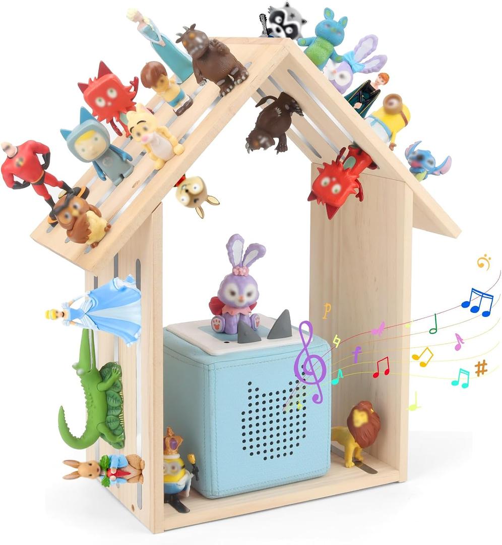 for Tonies Box Shelf Magnetic Storage Shelf, Large Size House for TonieBox 1/2 Player Tonies Figures Characters for Children Room, Wall-Mounted and Desktop Placement