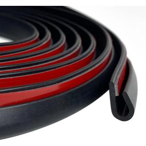 Rubber Edge Trim Black, U Channel Rubber Seal Strip with Self-Adhesive Tape, Metal Edge Protector Fit for 0.15", 10Ft (118in)