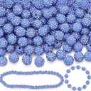 150 Pcs Light Sky Blue Rhinestone Beads for Jewelry Making, Sparkle Crystal Clay Christmas for Bracelet Baseball Necklace Earring Crafting and DIY, Shiny Round Shamballa Disco Ball Beads Bulk