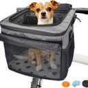 Dog Bike Basket,Cat Backpack Carrier,Dog Bike Carrier Hard,Pet Car Seat with Extended Single Shoulder Strap,Pet Shoulder Bag with Pet Bath BrushDisposable Pee Pads 5pcs,Gray