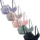 Suekaphin Nursing Bra 5pack Wireless V Neck Maternity Nursing Bra Bralette Low Cut Sleeping Breastfeeding with Extenders, Size: M