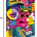 Back to 00s Happy Birthday Door Banner 35x71 Inch Y2K Graffiti Style Party Backdrop with Sneakers Lips and Neon Colors for Indoor Wall Birthday Celebration Decor