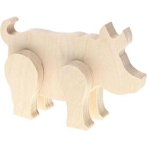 Standing Animal, Pig  Unfinished Wood Cutouts for Crafts, DIY Wooden Animal Shapes, Rustic Craft Wood Decor, Painting Projects, and Home Art Supplies