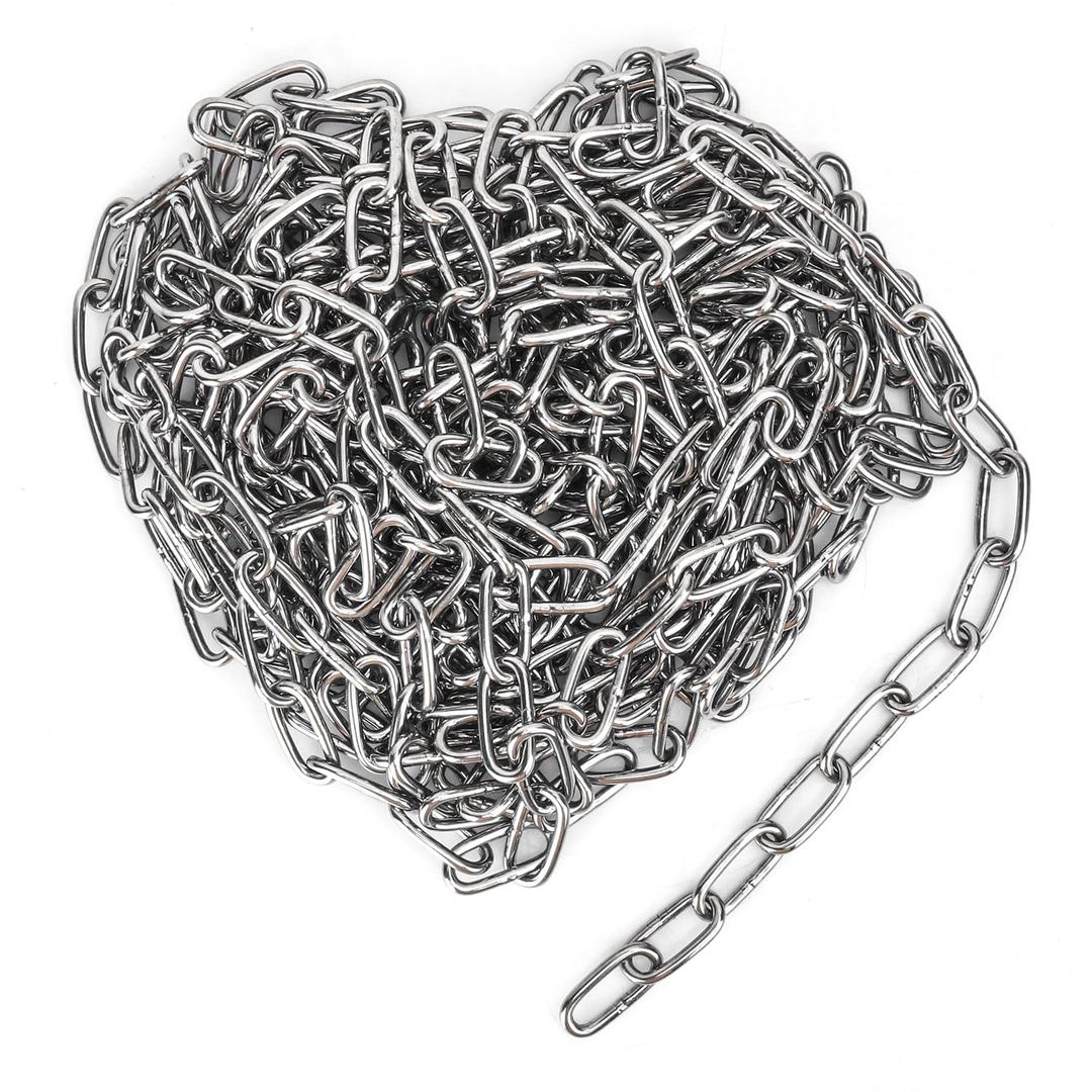 3/16 Inch 304 Stainless Steel Chain, 22 Ft Heavy Duty Chain for Hanging, Durable 5 mm Metal Chain, Hanging Chain for Sites, Warehouses, Camping