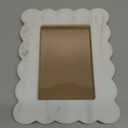 Scalloped Marble Picture Frame Display Photos Tabletop Display White Frame Home Picture with Acrylic Transparent Board Decor for Bookshelf Table Home, (4 x 6 Inches)