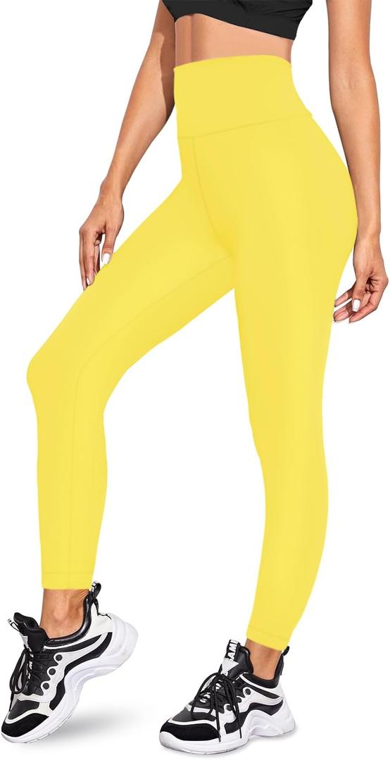 we fleece High Waisted Leggings for Women - Full Length Buttery Soft Yoga Pants for Women Workout Tights (Large-X-Large, Yellow)