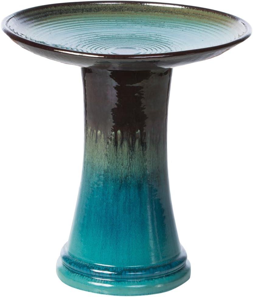 Alfresco Home Atlantis Glazed Ceramic Bird Bath