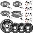 3xWB31M20(6") 1xWB31M19(8") Porcelain Drip Pans& 1xWB30M2(8") 3xWB30M1(6") Electric Stove Burners Set & 4xWB17T10006 Range Terminal Block Kit by Cenipar-Compatible with GE Hotpoint Kenmore Range/Stove