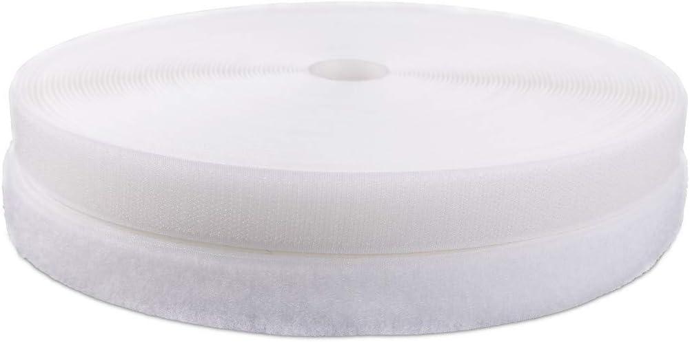 3/4'' Width x 10Meters Length White Sew On Hook and Loop Tape Fastening Nylon Fabric Tape (White, 3/4 Inch x 10 Meters)