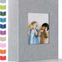 Artfeel Photo Album 4x6 with 100 Pockets,Slip-in Picture Albums,Linen Cover Memory Book with Front Window,White Page Vertical Photo Book for Wedding,Family,Anniversare,Baby,Vacation