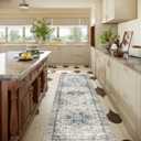 Machine Washable Kitchen Runner Rugs: 2'6"x8' Hallway Runner Rug Non Slip Low Pile Stain Resistant Soft Carpet Runners for Hallways Indoor Entryway Kitchen Laundry Room Beside Farmhouse (Brown And Green)