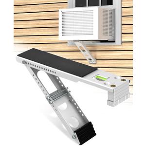 Window Air Conditioner Support Bracket: Adjustable Anti-Slip Shock-Absorbing Mat Windows Safe Bracket Built-in Bubble Level - 12000 to 24000 BTU AC Units Window Mount Bracket Up to 165 lbs