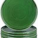 vicrays Ceramic Dinner Plates Set - Porcelain 10 Inch Flat Steak Pasta Pizza Plate Home Party Restaurant Plate Scratch Resistant Microwave Oven and Dishwasher Safe Set of 6 Green