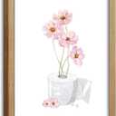 Pink Bathroom Wall Art Floral Toilet Paper Canvas Print Pink Watercolor Bathroom Wall Decor for Women Funny Girls Restroom Painting Girly Toilet Posters Pictures Ready To Hang 12x16in Framed