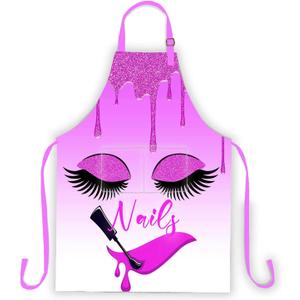 Nails Apron Unicorn Eyelash Hello Gorgeous Apron for Women Manicurist Esthetician Cosmetology Hairstylist Cooking (Purple)