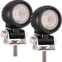 Raycharm Offroad 2" Round LED Fog Light Pods for Motorcycle, 6000K Cool-White Long Range Flood Beam, Rugged Die-Cast Aluminum Housing, Corrosion Resistant Waterproof, 12V/24V DC, 2-Pack