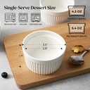 DOWAN Ramekins 4 oz Oven Safe for Creme Brulee Souffle, Porcelain Custard Cups Ramiken for Baking, Small Bowls Dipping Sauce Dish Classic Style, Set of 6, Soft White