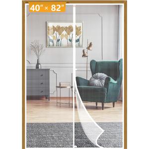 Yotache White Mesh Door Screen with Magnets Fit Doors 40" x 82", Screen Size 42" x 83" with Full Frame Hook&Loop Strip and Special Windproof Hasp Design