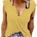ETCYY NEW Womens Cap Sleeve Tank Tops Casual T-Shirt Loose Fit Basic Shirts A-Yellow (Yellow, S)