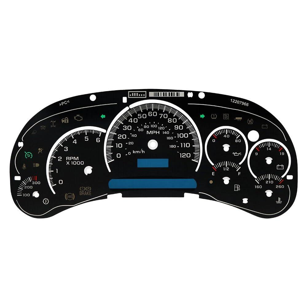 Black Custom Replacement for GM Gauge Face Overlay Replacement for Chevy Silverado-Sierra TahoeInstrument Cluster Upgrade