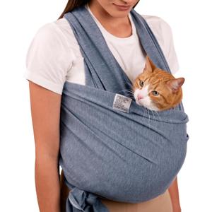 Dog Sling Carrier for Small Dogs - Anti-Anxiety Cat Sling, Puppy Pouch - Pet Sling in Gray Black Blue Green Pink Yellow (Gray, Standard)